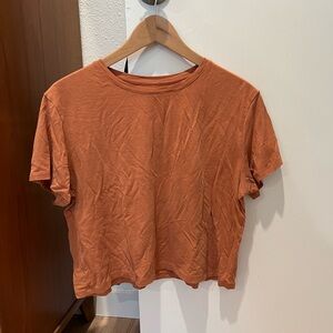 Girlfriend Collective Ginger Gia Cupro Cotton Cropped Short Sleeve Tee X-Large